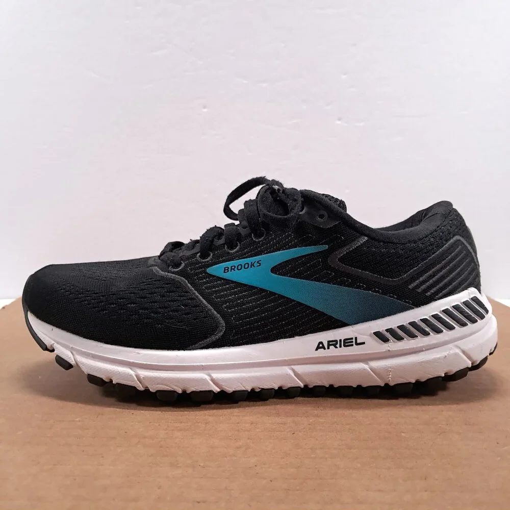 Brooks Ariel 20 Shoes Women 8 B Black Blue Athletic Running Sneakers 1203151B064